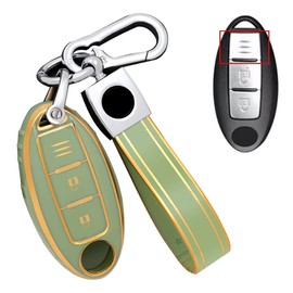 LETINGFAR Key Case for Nissan, Smart Key Case, Key Cover, 3 Buttons, Soft TPU, Specially Designed for Nissan, Key Holder, NISSAN Akkey Cover, Serena, X-Trail, Elgrand etc, green