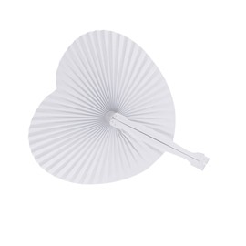 STOBOK Heart Shape Paper Folding Fans 48pcs White Hand Held Fans for Wedding Decor Party Favors Diy Crafts