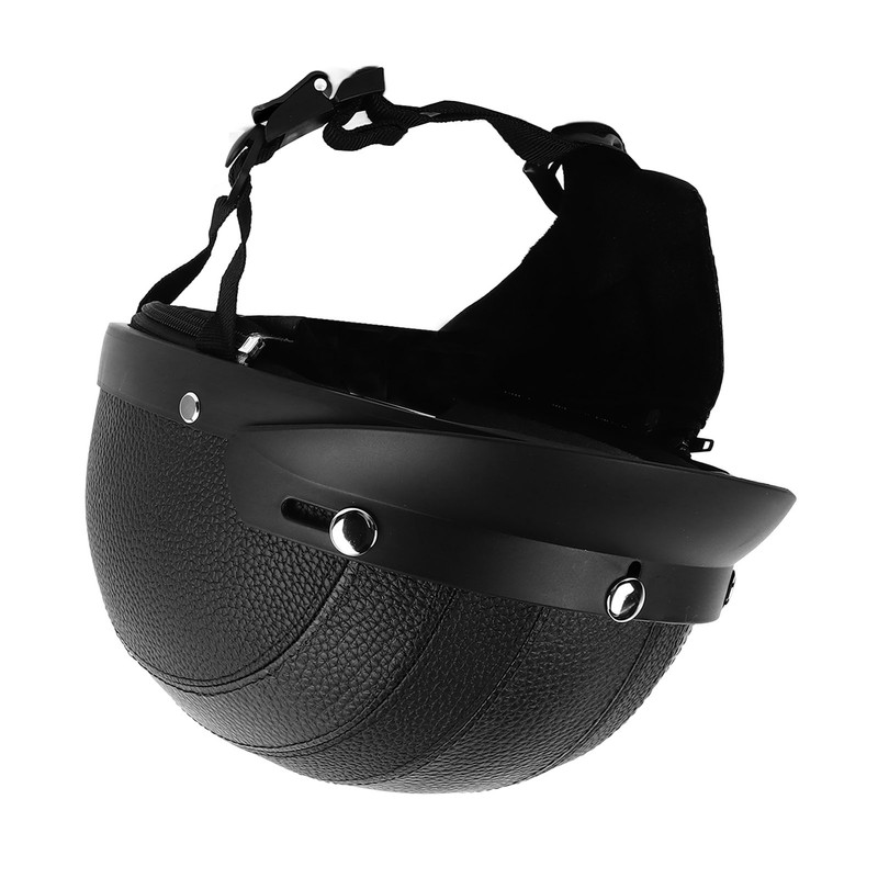 Half Helmet Breathable Sun Blocking Retro Safe PU Leather Motorcycle