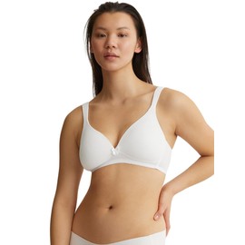 Naturana® Women's Wireless Bra [Cup A-D] | 100% Padded Straps | Wire-Free Bra with Seamless Cups | Women's Bra with Underbust Band 40 White B