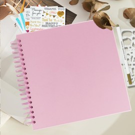 Artmag DIY Scrapbook Album 10 x 10 Inch Hardcover Kraft Blank Paper Scrap Book with 40 Sheets Memory Book for Family Wedding Photography Anniversary (Pink)