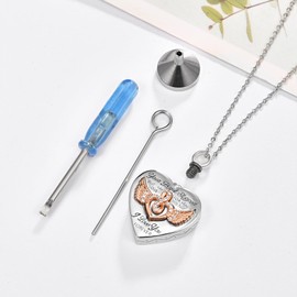 praymos Heart Urn Necklace for Ashes for Women 925 Sterling Silver Angel Wings Cremation Necklace for Ashes Urn Jewelry for Ashes for Women