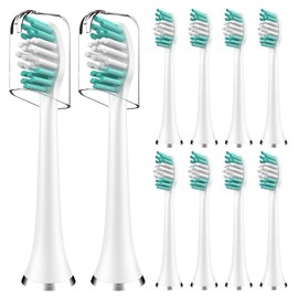 Toothbrush Heads Replacement Compatible with AquaSonic Vibe Series/Duo Series Pro/Black Series/Black Series Pro Electric Toothbrush, White, 10 Pack