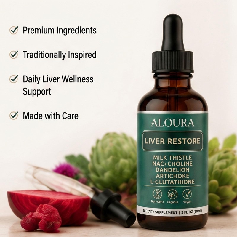 Aloura Liver Restore Drops, Complete Liver Support Liver Cleanse, 2