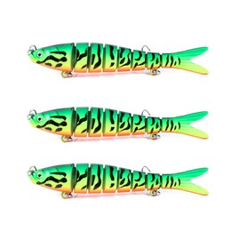 FOLANDO 3pcs Multi Jointed Bass Pike Fishing Lures, Hard Bait Fishing Hooks 7 segments Swimbaits for Freshwater Saltwater Trout Perch 13.7cm27g