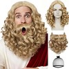 Old Mens Wig and Beard Set for Adult Wavy Men