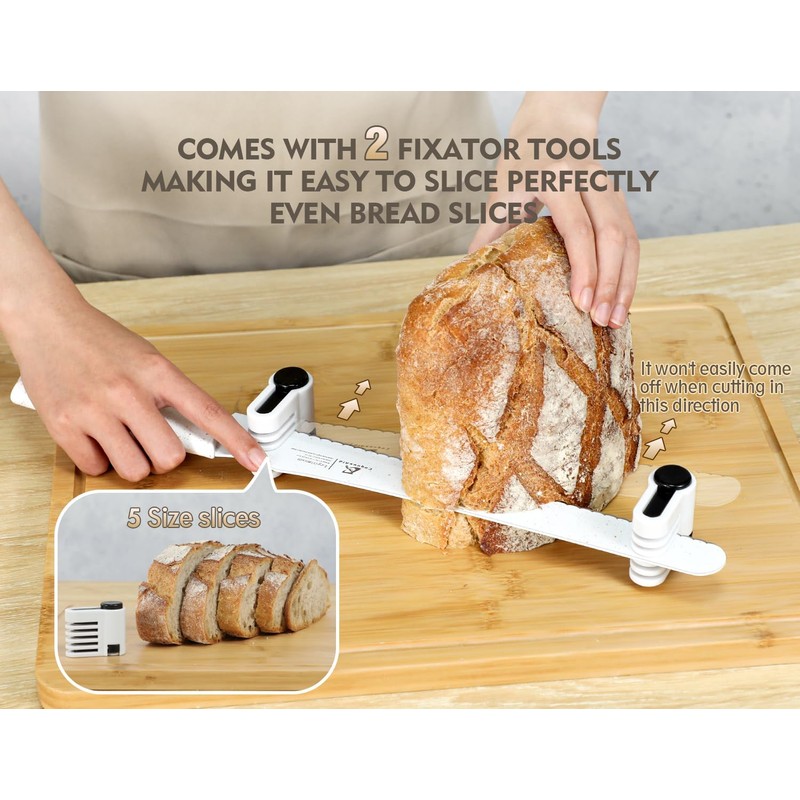 CoquusAid Resharpenable Bread Knife for Homemade Bread, 11.6-Inch Multifunction Serrated