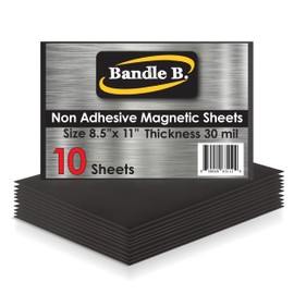 Bandle B Magnetic Sheets for Crafts 8.5"x11". Pack of 10. Flexible Non Adhesive Magnetic Sheet for Metal Cutting Die Storage. Easy to Organize and Cut for Arts & Crafts or Scrapbooking. Thickness 30