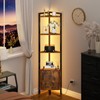 Furnulem Corner Shelf,5-Tier Corner Cabinet with Storage and LED Light,