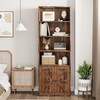 GAOMON Bookcase with Doors Farmhouse Bookshelf 11.8in Depth Wooden Display