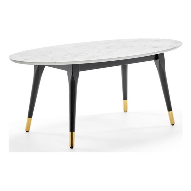 Elle Decor Clemintine Oval Coffee Table Marble Print