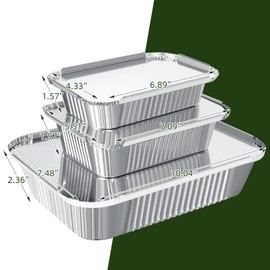 Notwoe Pack of 30 Aluminium Grill Trays, Grill Trays, Aluminium 1750 ml/700 ml/410 ml, Aluminium Shells with Lid, Aluminium Grill Trays, Reusable, Grill Aluminium Trays for Cooking, Roasting, Baking,