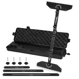 Stair Tread Template Tool-PMMJ Framing Square Stair Tread Gauge Aluminum Alloy Measuring Tool Jig for Stairs,Risers,Partitions,Adjustable Sliding Installer with Black Storage Box(Black)