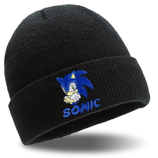 R-timer - Sonic The Hedgehog Beanies - Black Knitted Hat - Unisex - Winter Hat - Gifts for Kids - Boys and Girls, Sonic the Hedgehog