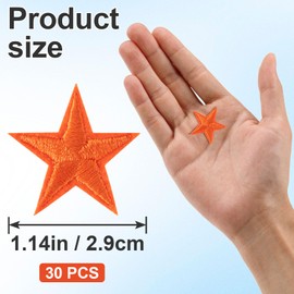 ANCIRS 30 Pcs Star Patches - Iron On, Sew On, Applique Embellishments for Hats, Clothes, Jackets, Backpacks, Crafts, Decoration (Orange, 1")