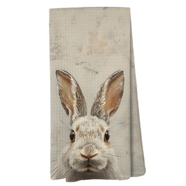 Liosei Easter Bunny Rabbits Decorative Kitchen Towels and Dishcloths, Easter Hand Towel for Bathroom, Retro Bunny Rabbits Print Drying Cloth Hand Towels for Bathroom Kitchen Decor, 16×24Inches