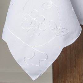 Violet Linen Dublin Embroidered Design Tablecloth White 72" by 140" Oblong/Rectangle