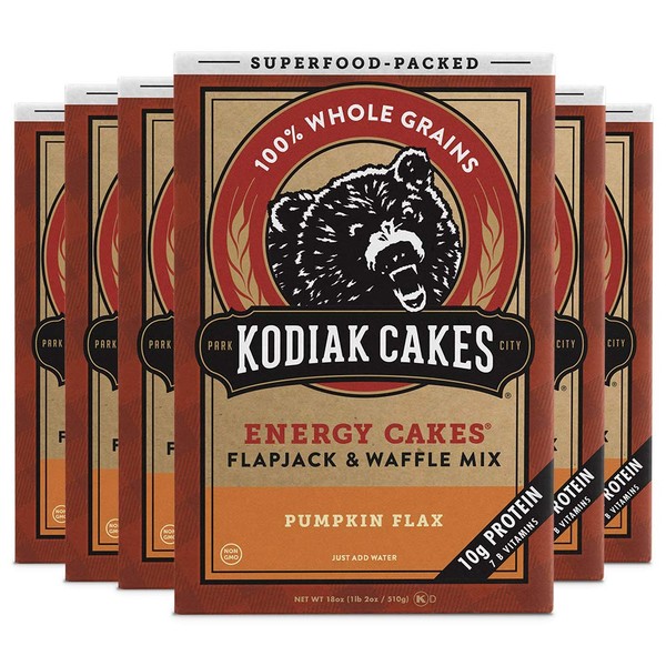 Kodiak Cakes Protein Pancake Energy Cakes, Flapjack & Waffle Mix, Pumpkin Flax, 18 Oz (Pack Of 6)