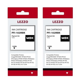 PFI-102 Ink Cartridge 2-Pack 130ml PFI-102 Matte Black Ink Replacement for Canon PFI102MBK PFI-102MBK Ink for imagePROGRAF IPF500 IPF510 IPF600 IPF610 IPF700 IPF710 IPF720 IPF755 LP17 LP24 Printer