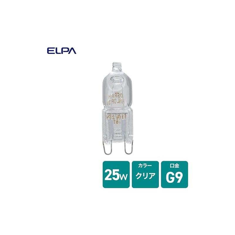 ELPA JD110V25WG9P2 Bulb, 110V, 25W, G9, Clear, G-JD01H