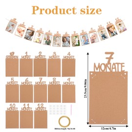 Fotogirlande 1. Geburtstag,Baby Meilenstein Geburtstag Girlande,Foto Banner 1. Geburtstags für 1 bis 12 Monate Baby,Hängende Fotogirlande 1. Junge Deko（5m