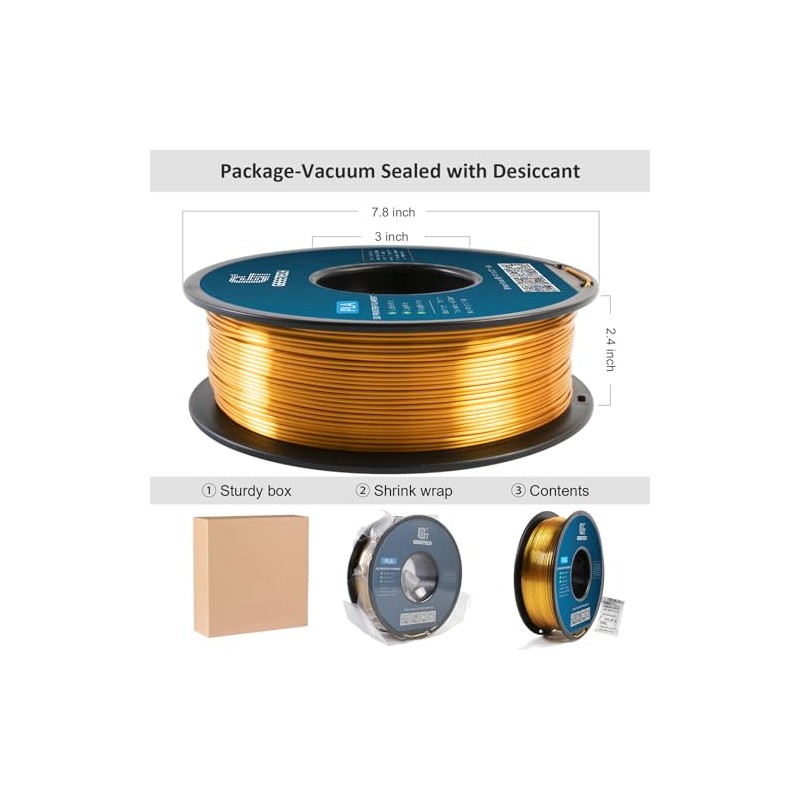 Geeetech Silk PLA Filament 1.75mm for 3D Printer, Metal-Like Shiny