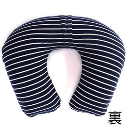 ADVANCE Travel Air Neck Pillow Soft Cotton Knit & Border Made in Japan White wh