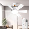 Modern 6-Blade White Socket Ceiling Fan with LED Light, 3-Speed Remote Control,E26 Base Tool-Free Install, 18.11 inches Diameter, Quiet DC Motor for Bedrooms, Kitchens & Living Rooms
