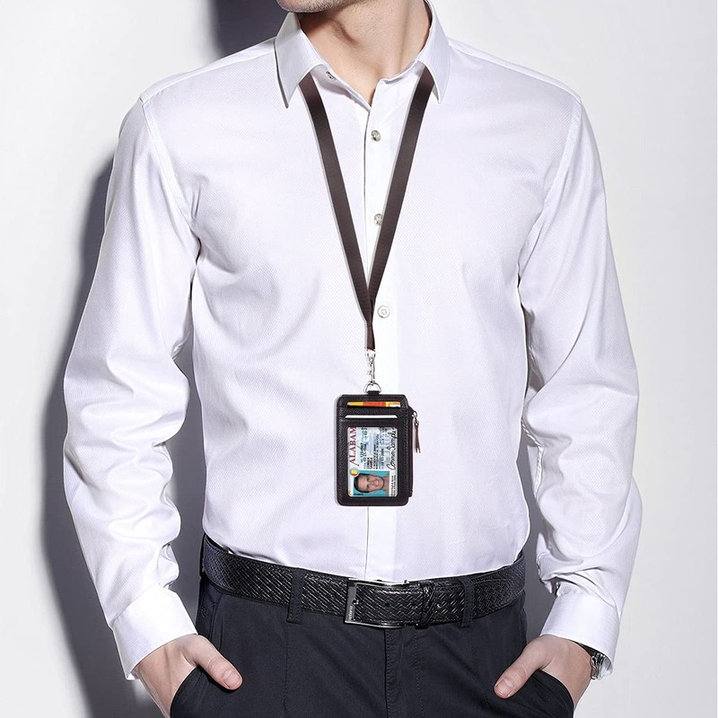 HAWEE Men's ID Card Holder, Card Case, Name Holder, Zipper,