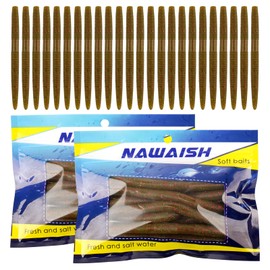 Nawaish Senko Bait Soft Plastic Lures 5" Senkos 24 Pcs for Wacky Rig Freshwater Fishing Green Pumpkin senko with Black Flake (Pumpkin with red Flake)