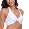 Ocean Blues Women's White Bandeau Bikini Top Twist Front Bikini