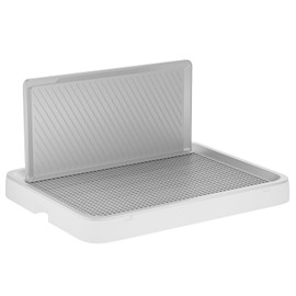 kola panda Pee Pad Holder for Dogs,25.59"X19.69" inch Dog Pad Holder [1.96 Inch Raised Edge] Indoor Dog Potty Tray Bathroom Dog Litter Box White