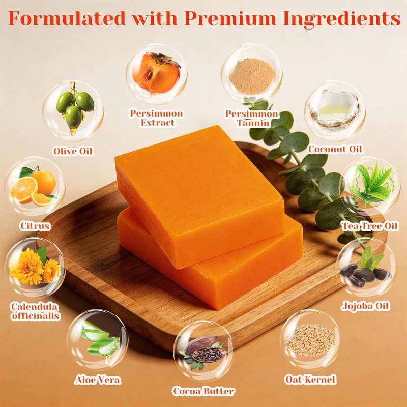 Joanssore 6 PCS Persimmon Soap for Old People Smell, Long