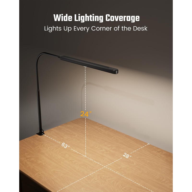 SUPERDANNY Eye-Caring LED Desk Lamp 360° Flexible Gooseneck Work Lamp