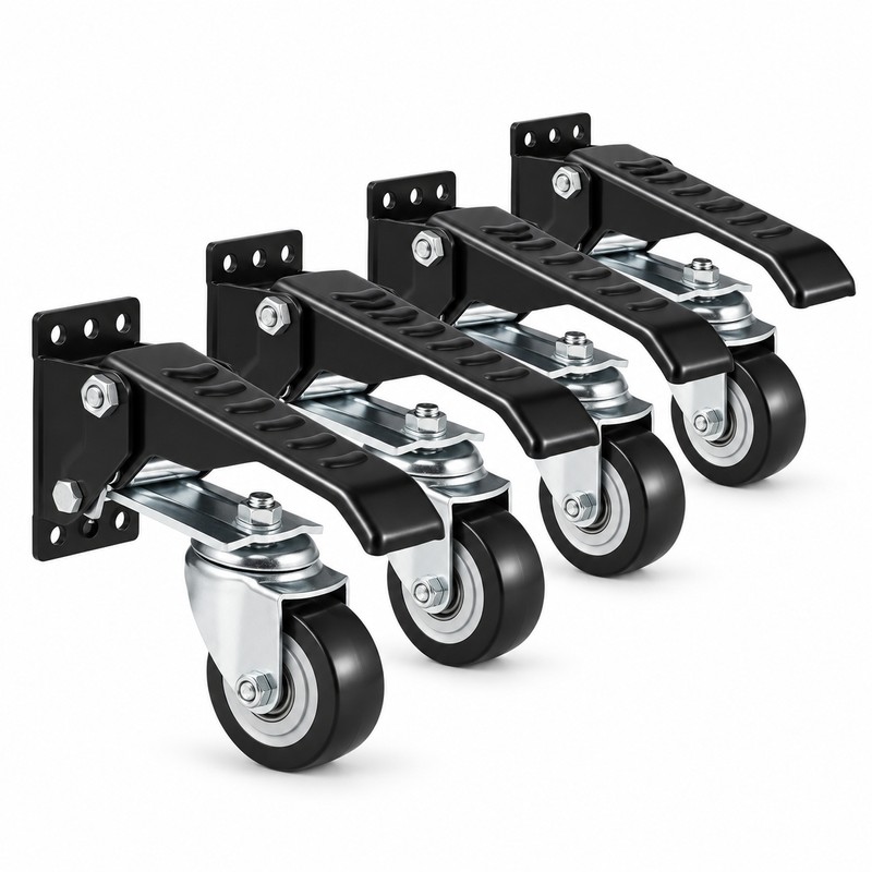 4 Pack 2.5 Inch Retractable Workbench Casters, 360° Swivel Liftable