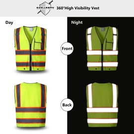 SKSafety High Visibility Reflective Safety Vest, Meet ANSI/ISEA 107-2020 Standards, Type R Class 2 Safety Vest, Blue, X-Large