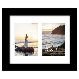 DUENPY 11x14 Picture Frame, 5x7 Collage Picture Frame, Displays Two 5x7 inch Photos, or 11x14 (Without Mat) Available for Wall Mount or Table Top Horizontal and Vertical Display, Black.