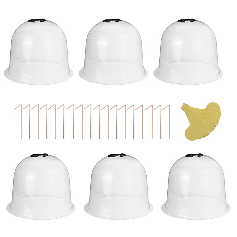 6PCS Reusable Garden Plant Cloche Plastic Dome Protective Seedling Covers