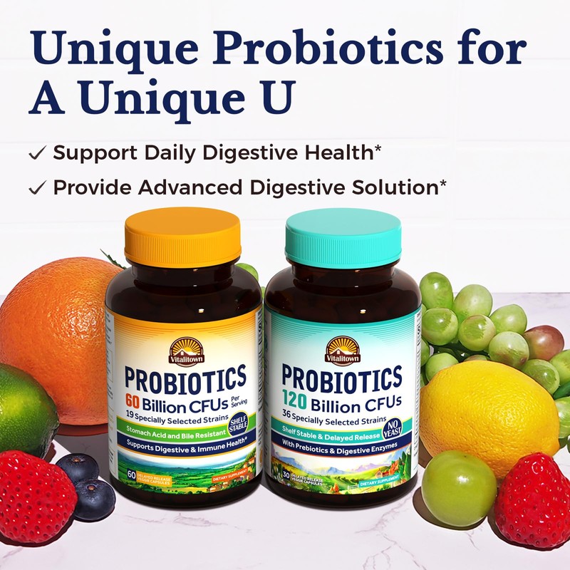 Vitalitown Probiotics + Prebiotics | 60 Billion CFUs 19 Strains