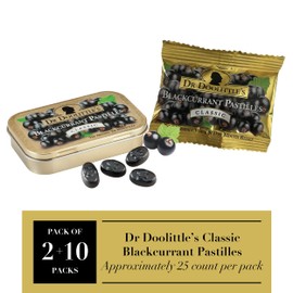 Dr. Doolittle’s Classic Soft Fruit Pastilles for Voice and Throat, Blackcurrant Flavor, Multipack of 2.12 Ounce Tin, 2 Pack and .33 Ounce Travel Size Bag, 10 Pack