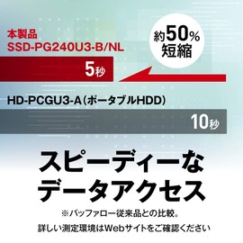 BUFFALO SSD-PG240U3-B/NL USB 3.1 (Gen1) Portable SSD, 240 GB, Made in Japan, Impact Resistant, Connector Protection Mechanism