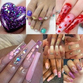 LoveOurHome 60g Valentine Holographic Heart Chunky Glitter Flakes Resin Accessories Craft Supplies Hearts Shapes Glitter Sequins Confetti Acrylic Nails Art Decor (Heart)