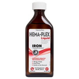 NaturesPlus Hema-Plex Liquid Iron, Mixed Berry - 8.5 oz - Iron & Essential Nutrients - Vegan, Gluten Free - 25 Servings