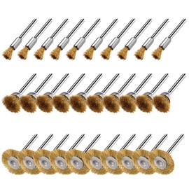 EASYIKI 30 Pieces Copper Wire Brushes, Wire Brush Wheel, Copper Wire Polishing Wheel Kit for Dremel Rotary Tools (1/8 Inch Mandrel)