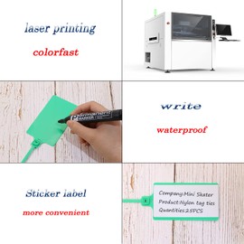 Mini Skater 25 Pcs Large Plastic Seals Shipping Tags, Self Locking Nylon Writable Marker Ties, Writable Tags Display Label, Luggage Tags,Price Tagswith 30Pcs Sticky Label(Green)