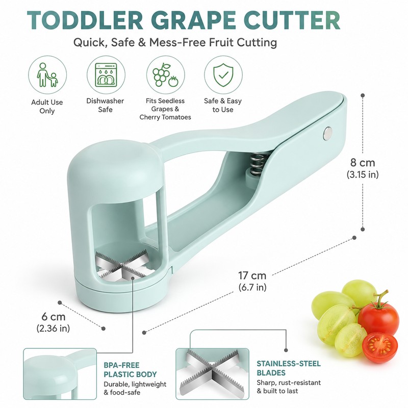 Grape Cutter for Toddler Snack Prep – Stainless Steel Quartering