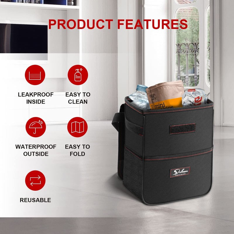 Simple Deluxe 2 Pack Car Trash Can with Lid, Leak-Proof