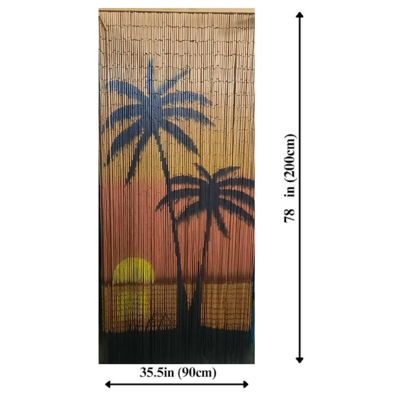 Sunset Palm Tree Beaded Curtains for Doorways, Door Beads Curtains,