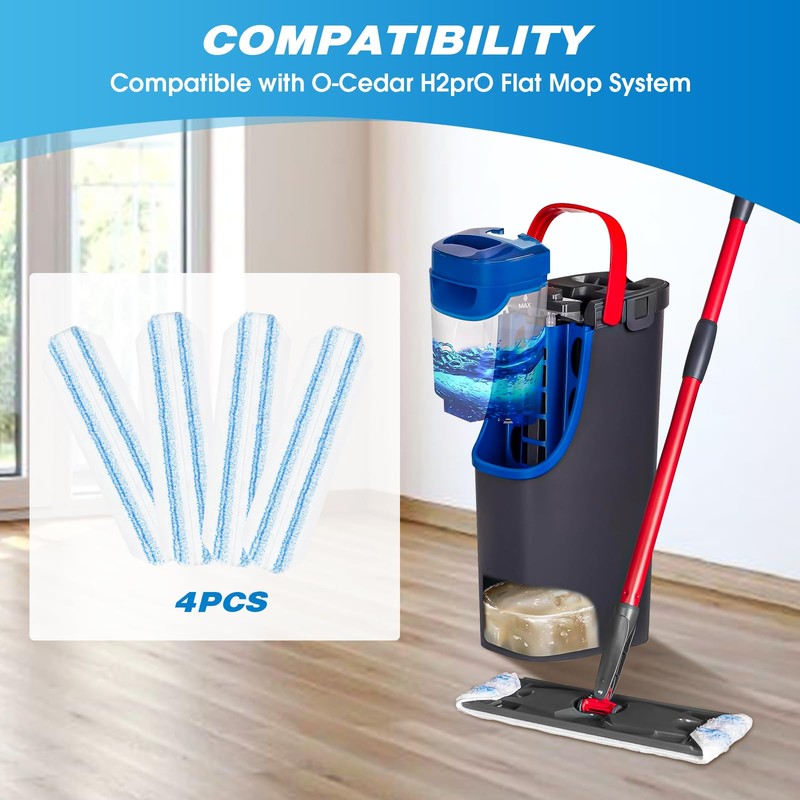 Reusable Microfiber Mop Pads Compatible with O Cedar H2prO Flat