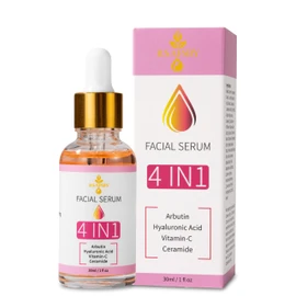 4-in-1 Facial Serum with Arbutin, Hyaluronic Acid, Vitamin C & Ceramide – Brightening, Anti-Aging & Hydrating Serum for Dark Spots, Hyperpigmentation & Acne Scars – 30ml